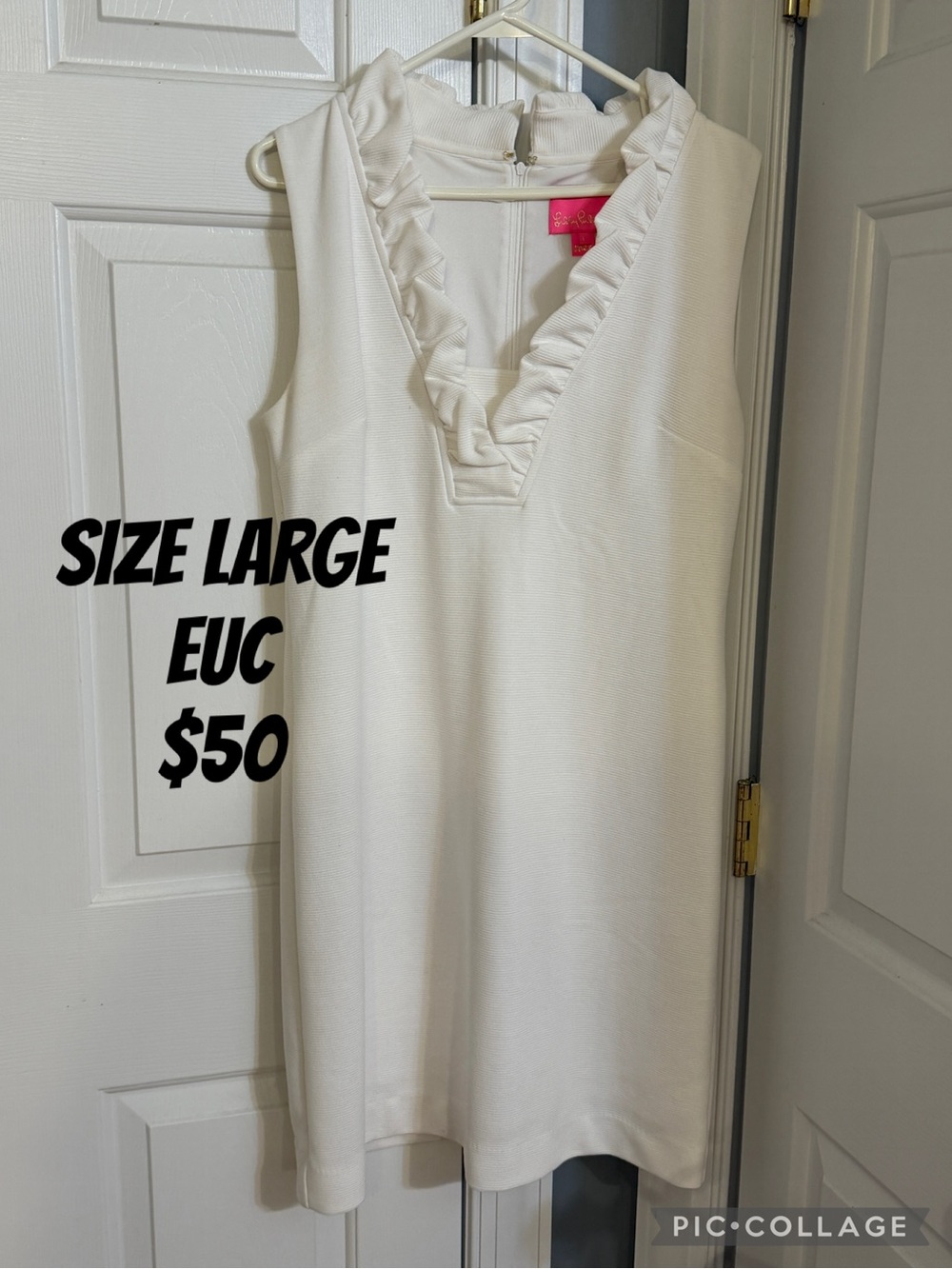 Lilly Pulitzer White Ruffle V-Neck Sleeveless Dress